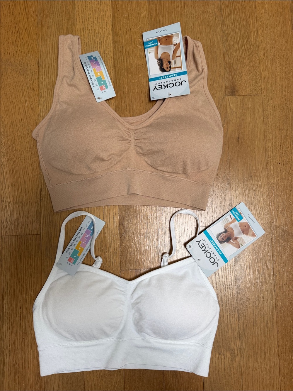 BNWT Jockey Wireless Seamless Bralettes - White & Beige